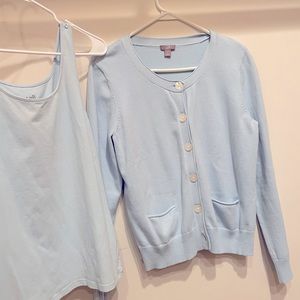 J Jill soft blue tank and cardigan set